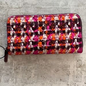 Vera Bradley Quilted Zip Wallet in Pink Orange Brown Pattern